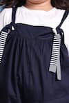 Buy_Petite Pomme_Navy Cotton Ribbons Jumpsuit And Tshirt Set 
