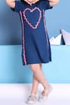 Petite Pomme_Blue Viscose Fabric Flowers Heart Embroidered Dress _Online_at_Aza_Fashions