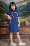 Buy_Petite Pomme_Blue Viscose Fabric Flowers Heart Embroidered Dress _at_Aza_Fashions