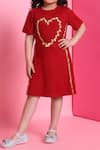 Petite Pomme_Red Viscose Embroidery Heart Embellished Dress _Online_at_Aza_Fashions