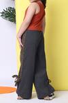 Samyukta Singhania_Orange Cotton Top And Melange Grey Joggers Set _Online_at_Aza_Fashions