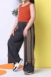 Buy_Samyukta Singhania_Orange Cotton Top And Melange Grey Joggers Set _Online_at_Aza_Fashions