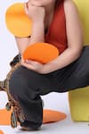 Shop_Samyukta Singhania_Orange Cotton Top And Melange Grey Joggers Set _Online_at_Aza_Fashions