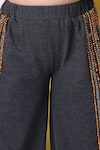 Samyukta Singhania_Orange Cotton Top And Melange Grey Joggers Set _at_Aza_Fashions