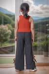 Shop_Samyukta Singhania_Orange Cotton Top And Melange Grey Joggers Set _at_Aza_Fashions