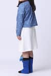 Shop_Petite Pomme_Off White Cotton Metallic Thread, Studs And Blue Designer Dress & Jacket Set _Online_at_Aza_Fashions