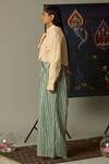 Quod_Green Cotton Embroidery Moss Striped Pant _Online_at_Aza_Fashions