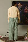 Shop_Quod_Green Cotton Embroidery Moss Striped Pant _at_Aza_Fashions