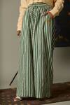 Shop_Quod_Green Cotton Embroidery Moss Striped Pant _Online_at_Aza_Fashions