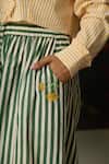 Shop_Quod_Green Cotton Embroidery Moss Striped Pant 