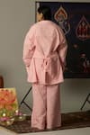 Shop_Quod_Pink Cotton Embroidery Breeze Striped Pants _at_Aza_Fashions
