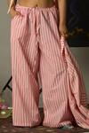 Shop_Quod_Pink Cotton Embroidery Breeze Striped Pants _Online_at_Aza_Fashions