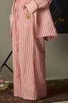Quod_Pink Cotton Embroidery Breeze Striped Pants _at_Aza_Fashions