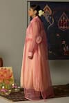 Quod_Pink Silk Organza Embroidery Round Neck Overlay _Online_at_Aza_Fashions