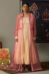 Buy_Quod_Pink Silk Organza Embroidery Round Neck Overlay _at_Aza_Fashions