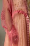 Buy_Quod_Pink Silk Organza Embroidery Round Neck Overlay 