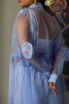 Buy_Quod_Blue Silk Organza Embroidery Kelps Aqua Overlay _Online_at_Aza_Fashions