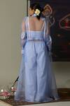 Shop_Quod_Blue Silk Organza Embroidery Kelps Aqua Overlay _at_Aza_Fashions