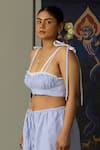 Quod_Blue Cotton Scoop Neck Reef Bralette _Online_at_Aza_Fashions