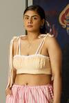 Quod_Yellow Cotton Scoop Neck Reef Striped Bralette _Online_at_Aza_Fashions