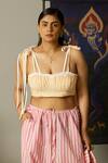 Buy_Quod_Yellow Cotton Scoop Neck Reef Striped Bralette _Online_at_Aza_Fashions