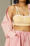 Quod_Yellow Cotton Scoop Neck Reef Striped Bralette _at_Aza_Fashions