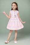 Buy_Petite Pomme_Multi Color Linen Pink Stripe Printed Dress_at_Aza_Fashions