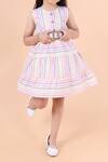Petite Pomme_Multi Color Linen Pink Stripe Printed Dress_Online_at_Aza_Fashions