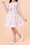 Buy_Petite Pomme_Multi Color Linen Pink Stripe Printed Dress_Online_at_Aza_Fashions