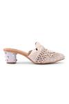 Doriaana_White Beads, Embroidery Embellished Designer Mules _Online_at_Aza_Fashions