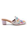 Doriaana_White Embroidery Designer Heels _Online_at_Aza_Fashions