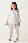 Three_White Striped Gather Neck Shirt _Online_at_Aza_Fashions