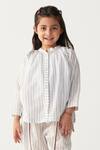 Buy_Three_White Striped Gather Neck Shirt _Online_at_Aza_Fashions