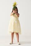 Buy_Three_Lavender Poplin, Net Lemon Yellow Polka Dot Dress Set _Online_at_Aza_Fashions