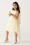 Shop_Three_Lavender Poplin, Net Lemon Yellow Polka Dot Dress Set _Online_at_Aza_Fashions