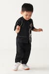 Shop_Three_Black Poplin Applique Poppy Shirt And Pant Set _at_Aza_Fashions