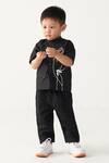 Buy_Three_Black Poplin Applique Poppy Shirt And Pant Set _at_Aza_Fashions