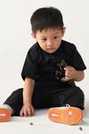 Three_Black Poplin Applique Poppy Shirt And Pant Set _Online_at_Aza_Fashions