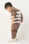 Shop_Three_Brown Poplin Abstract Bomber Jacket And Pant Set _at_Aza_Fashions