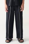 Three_Black , Handloom Applique, Embroidery Poppy Shirt And Pant _Online_at_Aza_Fashions