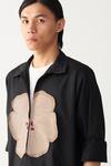 Buy_Three_Black Cotton, Poplin Embroidery Floral Patch Shacket And Front Pleat Pant 