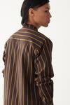 Shop_Three_Charcoal Handloom Cotton, Poplin Linear Stripe Shirt And Front Pleat Pant _at_Aza_Fashions