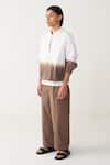 Three_White Poplin Dip Dye Bomber Jacket Co-ord _at_Aza_Fashions