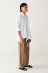 Buy_Three_White Poplin, Linen Multi Panel Shirt And Three Pleat Pant _Online_at_Aza_Fashions