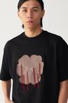Three_Black Cotton, Jersey Fringe Floral Patch T-shirt _Online_at_Aza_Fashions