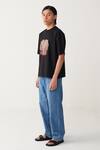 Buy_Three_Black Cotton, Jersey Fringe Floral Patch T-shirt _Online_at_Aza_Fashions