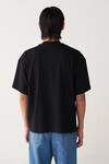 Shop_Three_Black Cotton, Jersey Fringe Floral Patch T-shirt _at_Aza_Fashions