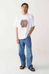 Buy_Three_White Cotton, Jersey Floral Patch Fringe T-shirt _at_Aza_Fashions