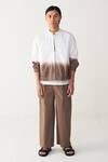 Shop_Three_White Poplin Dip Dye Bomber Jacket _Online_at_Aza_Fashions