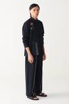 Three_Black Handloom Cotton Embroidery Detail Pant _Online_at_Aza_Fashions